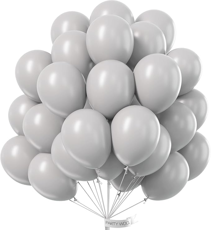 PartyWoo Gray Balloons 50pcs of 12 Inch Matte Gray Latex Helium Balloon for Baby Shower Graduation Wedding Anniversary Bachelorette Retirement Birthday Gender Reveal Party Decorations Gray-Y71