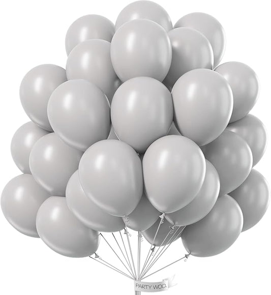 PartyWoo Gray Balloons 50pcs of 12 Inch Matte Gray Latex Helium Balloon for Baby Shower Graduation Wedding Anniversary Bachelorette Retirement Birthday Gender Reveal Party Decorations Gray-Y71