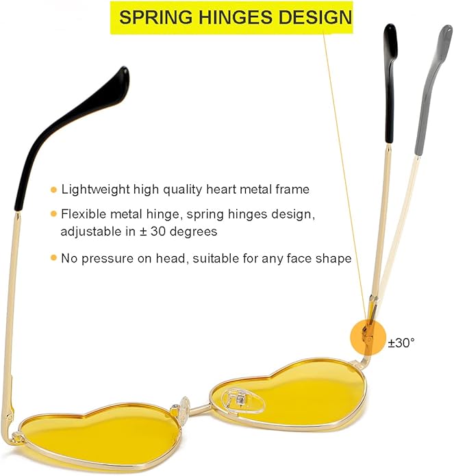 JOVAKIT Polarized Heart Sunglasses for Women Fashion Lovely Style Metal Frame UV400 Protection Lens