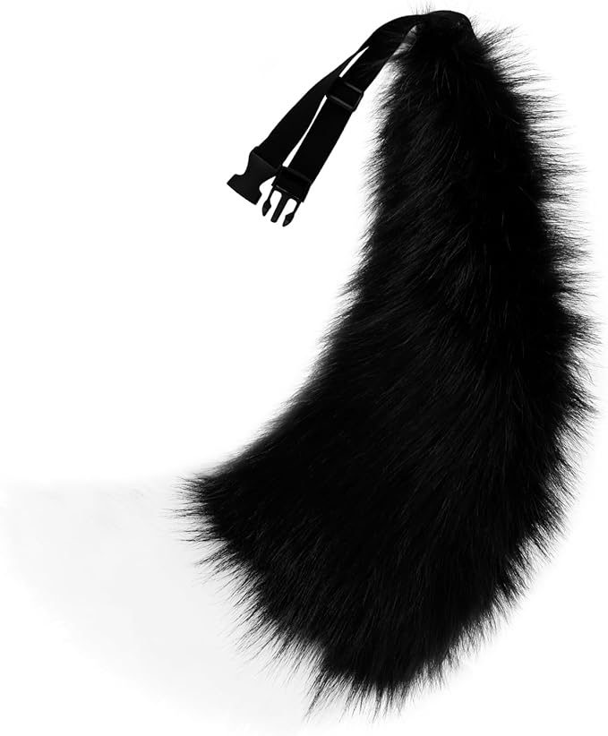 Adolala Faux Fur Wolf Fox Tail with Adjustable Elastic Belt Halloween Cosplay Costume Accessory