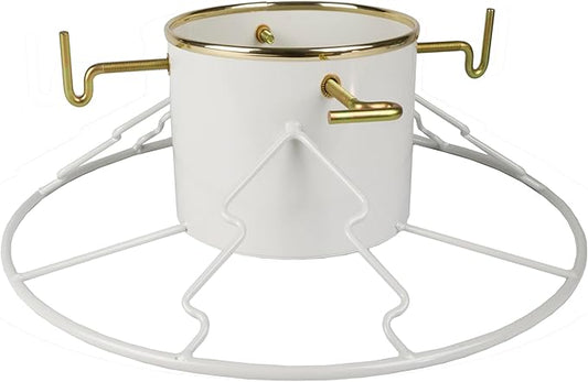 Yard Butler Santa's Helper Christmas Tree Stand - Heavy-Duty Christmas Tree Stand - Metal Stand Base for Live Christmas Tree - Durable & Weighted Christmas Tree Base - for 3–6' Trees - White