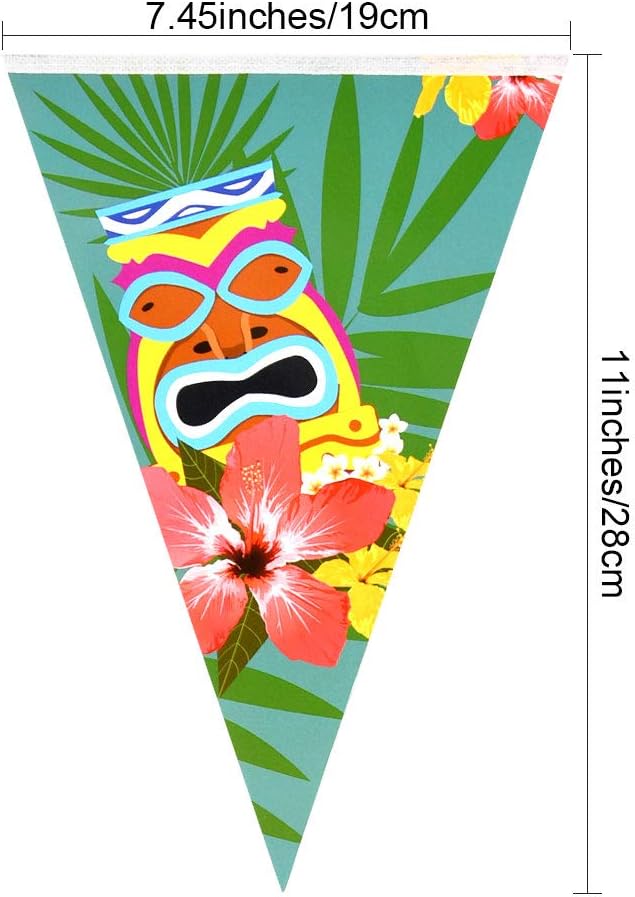 FEPITO 4 Pack Hawaiian Bunting Banner Luau Party Tropical Party Bunting Totally 12 Meters