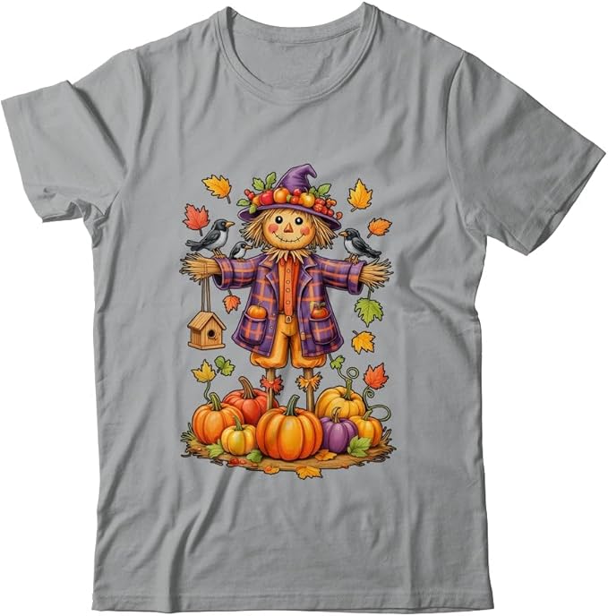 TeesPure Scarecrow Autumn Harvest Fall Season Pumpkin Thanksgiving Shirt Short Sleeve Tee