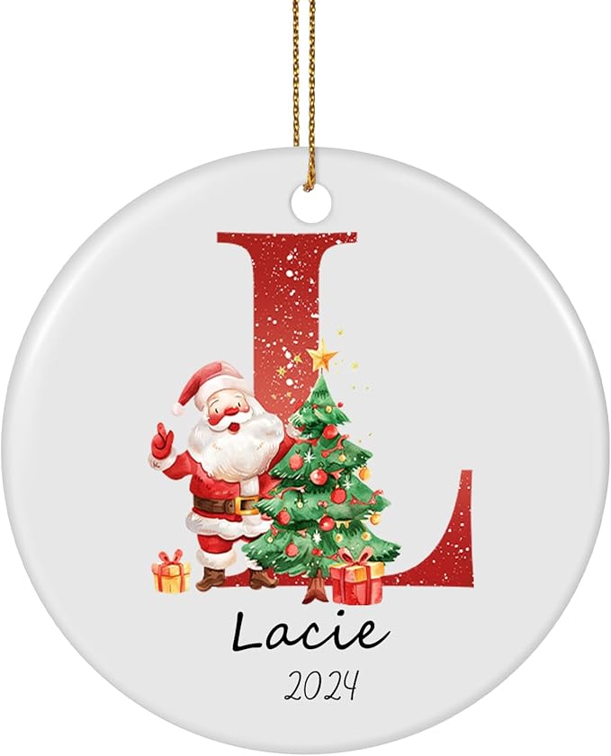 Letter Name Ornaments, Personalized Christmas Ornaments, Custom Initials Ornaments A-Z Monogram Ceramics Name Christmas Decorations