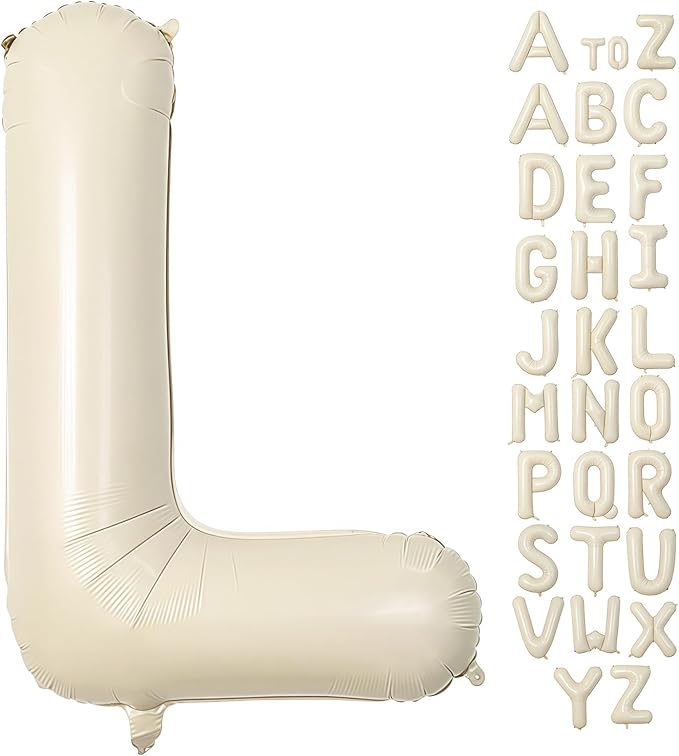 Cream Letter L Balloons,40 Inch Balloons Letter L Mylar Helium Large L Balloon for Birthday Party Anniversary Decorations