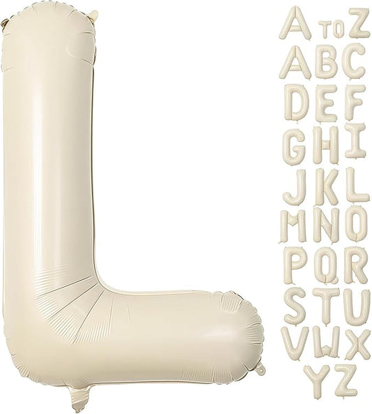 Cream Letter L Balloons,40 Inch Balloons Letter L Mylar Helium Large L Balloon for Birthday Party Anniversary Decorations