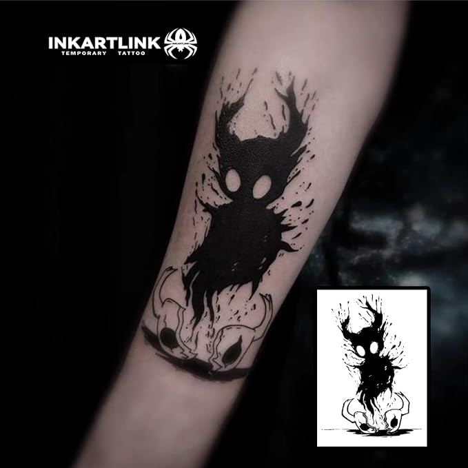 INKARTLINK Temporary Tattoos, Semi Permanent Tattoos, Adult Art Designs, Waterproof Temporary Tattoos, Party Favors, Tattoo Stickers Realistic, No Adhesive, Lasts 1-2 Weeks (The devil is out of body)