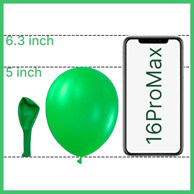 PartyWoo Green Balloons 100pcs 5 Inch Green Latex Helium Balloons for Birthday Baby Shower Graduation Engagement Wedding Dinosaur Jungle Golf Football Baseball Theme Party Decorations Green-Y24