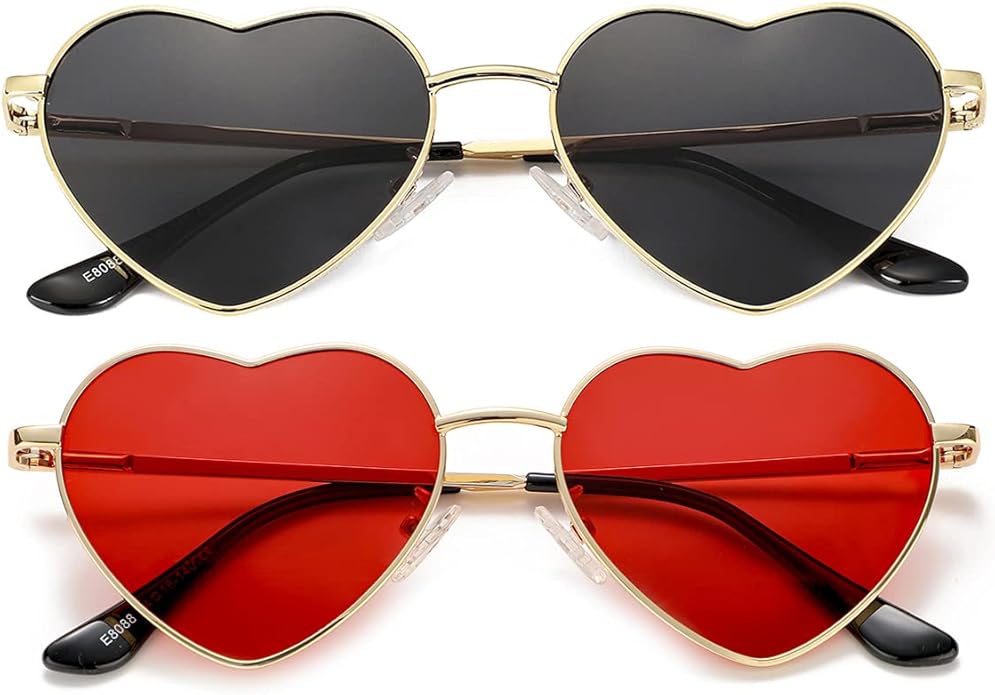 JOVAKIT Polarized Heart Sunglasses for Women Fashion Lovely Style Metal Frame UV400 Protection Lens