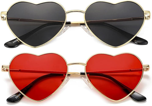 JOVAKIT Polarized Heart Sunglasses for Women Fashion Lovely Style Metal Frame UV400 Protection Lens
