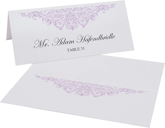 Paisley Printable Place Cards, Lavender (Choose Color), Set of 150 (25 Sheets), Laser & Inkjet Printers - Wedding, Party, Dinner, and Special Events - Made in the USA