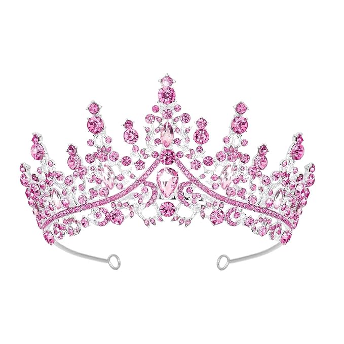Schmoopy Tiara Crown for Women, Hair Accessories for Party Wedding (B-Pink)