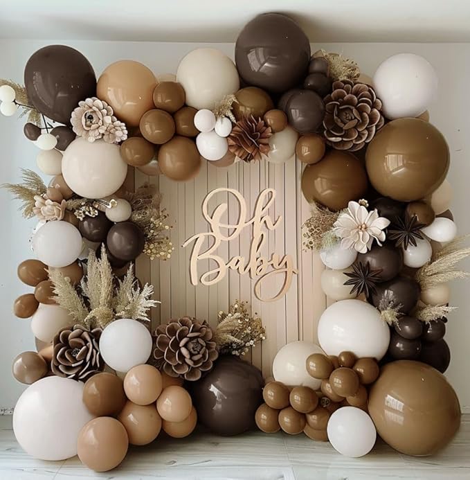 Brown Nude Balloon Arch Kit - Double Stuffed Neutral Blush White Sand Balloon Garland Latex Coffee Tan Cream Color for Baby Shower Birthday Fall Boho Woodland Bear Wedding Thanksgivng Party Decor