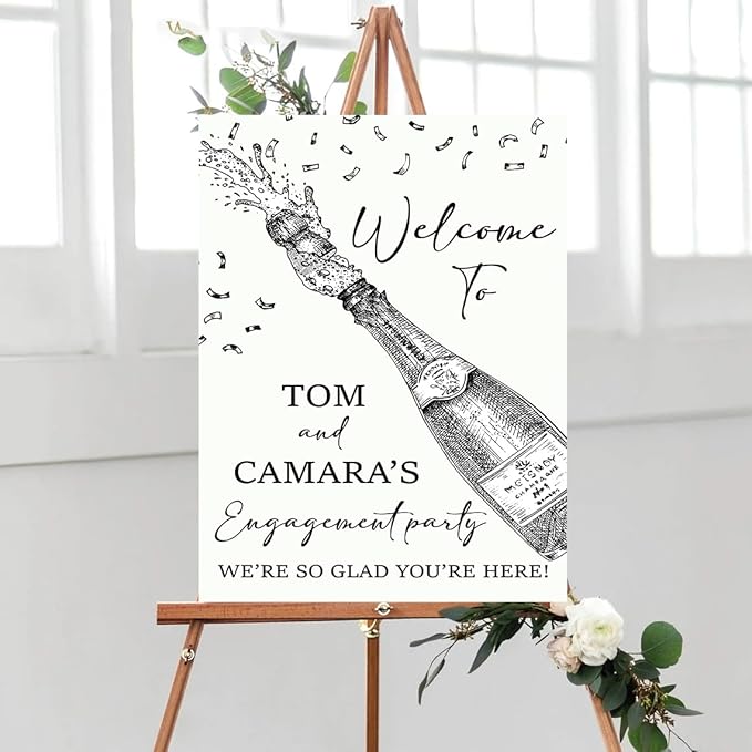 Personalized Engagement Welcome Sign, Engagement Party Sign, Engagement Decor, Engagement Decorations, Engagement Sign, Engaged Sign, Engaged Welcome Sign UNIPROSIGNS #7, Version-07