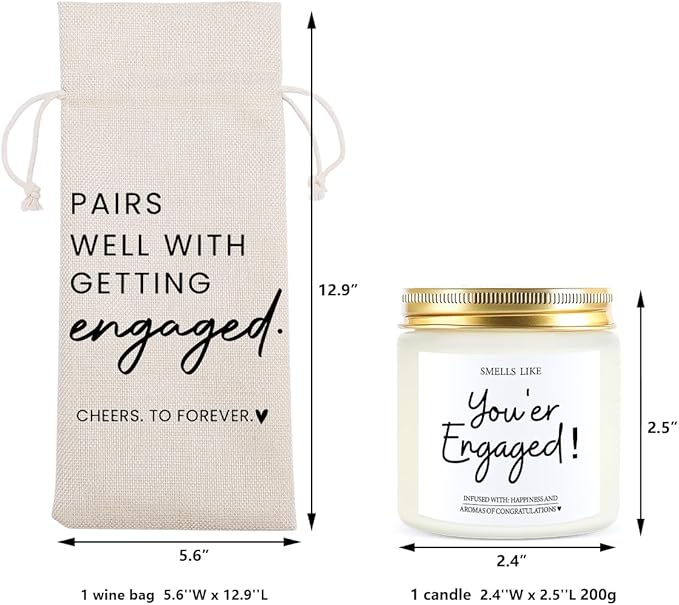Engagement Gifts for Couples Her Engagement Party Decorations Gift for Couple Wine Bag Scented Candles Set Pairs Well with Getting Engaged Gifts Wine Bottle Bag