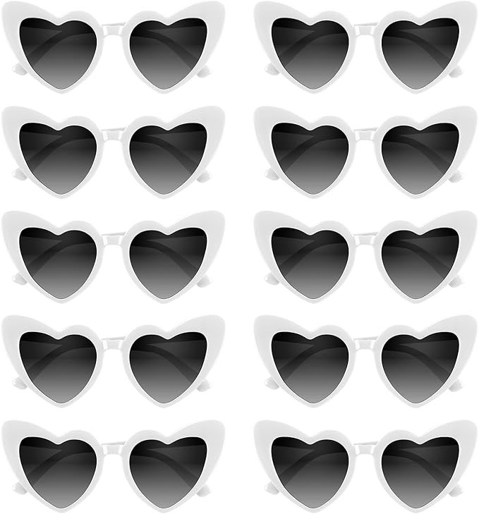 4/6/8/10/12 Pack Bachelorette Sunglasses Heart Sunglasses Vintage Heart Shaped Glasses for Women Bridal Party Wedding