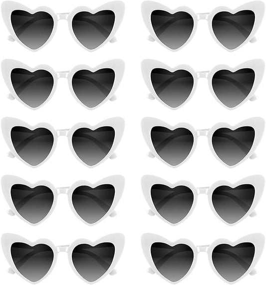 4/6/8/10/12 Pack Bachelorette Sunglasses Heart Sunglasses Vintage Heart Shaped Glasses for Women Bridal Party Wedding
