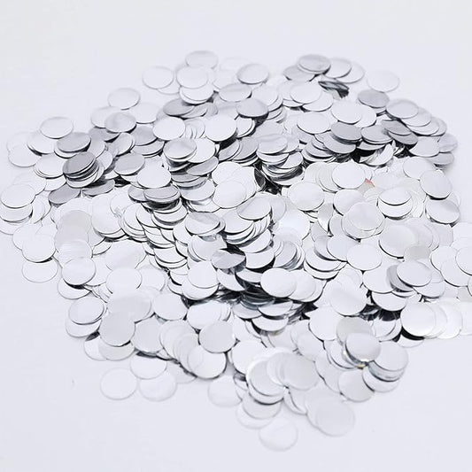 Silver Metallic Foil Confetti(0.59 inch) Round Dots Glitter Table Confetti for Party Wedding Decorations,2.11 OZ per pack