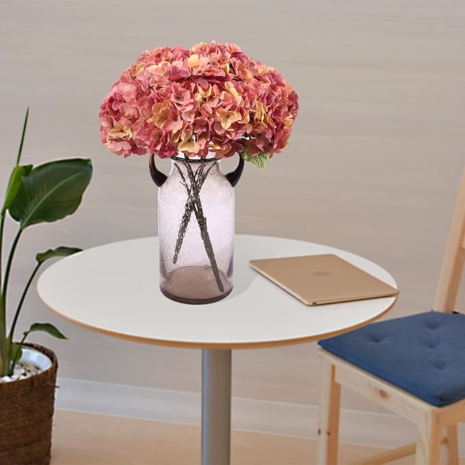 Kimura's Cabin 2Bouquets Fake Hydrangeas Flowers Vintage Artificial Silk Hydrangea Bouquets 10Heads for Home Table Centerpieces Wedding Party Autumn Garden Decoration (Autumn Pink 1 Pack of 2)