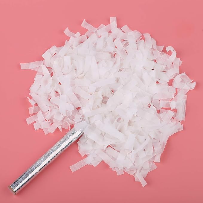 BATTIFE 20Pack White Confetti Wands, Tissue Paper Confetti Flick Flutter Sticks for Wedding Celebrations, Anniversary, Birthday Party, 7.8inch