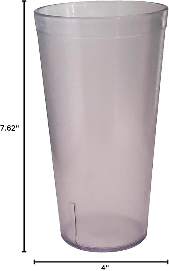 Party Outlaw Clear Plastic Cup Tumblers 6 Pc 32oz Lightweight, Heavy Duty Stackable Cafe Style Plastic Glasses. Reusable & Dishwasher Safe Ice Tea & Water Cupsafe Ice Tea & Water Cups