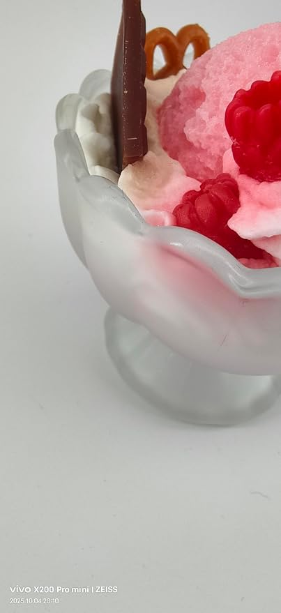 Generic Ice Cream Aromatherapy Candles, Glass Goblet, Decorative Dessert Shape, Fruit Fragrance, Christmas Birthday Festival Gift (Vanilla Raspberry)