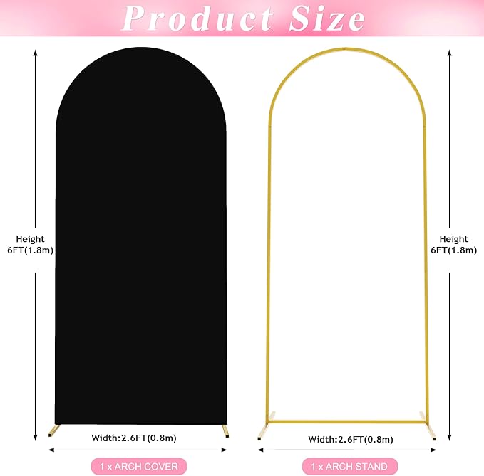 Wokceer 6 FT Wedding Arch Backdrop Stand and Arch Cover Metal Arch Stand with Arch Stand Cover for Birthday Party Wedding Ceremony Bridal Baby Shower Event Decor
