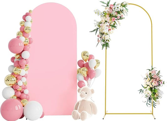 Wokceer 6 FT Wedding Arch Stand and Arch CoverMetal Arch Stand with Arch Stand Cover for Birthday Party Wedding Ceremony Bridal Baby Shower Event Decor