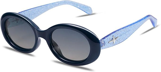 SOJOS Small Retro Oval Polarized Sunglasses for Women Men 90s Vintage UV400 Protection Tiny Sun Glasses SJ2286