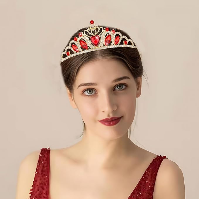 CAVETEE Crown and Tiara for Women, Princess Tiara Heart Crown Happy Birthday Decorations for Party Pageant Hair Accessory