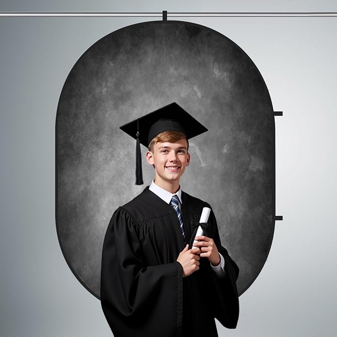 Kate Collapsible Backdrop Pop Up Photo Backdrops Grey Brown Portable Background for Portrait Photography, for Video Conference, for Live Stream, 5x6.5ft