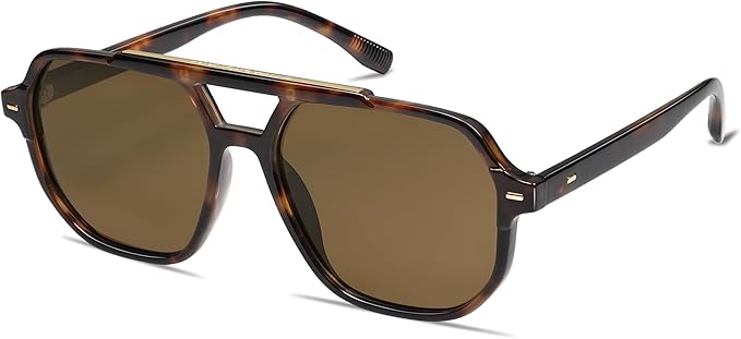 SOJOS Retro Trendy Aviator Polarized Sunglasses Men Women Vintage 70s Square Stylish Frame Sun Glasses SJ2283