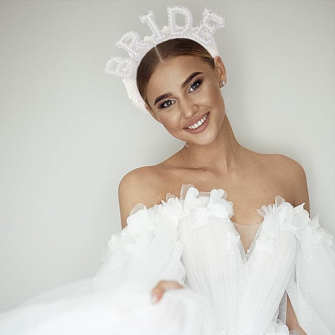 Bride Headband, Pearl Headband, Bridal Headbands Bachelorette Party Favors for Women's Hairband, Bridal Shower, Wedding, Engagement Parties Gift