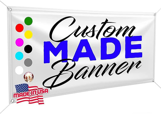 Custom Design - Any Size Vinyl Banner - Full Color - Made in USA - Business, Storefront, Birthday Party, Graduation, Outdoor Events, Garage, Shop, Baby Shower, Backdrop - Fast Turnaround (5' x 30')