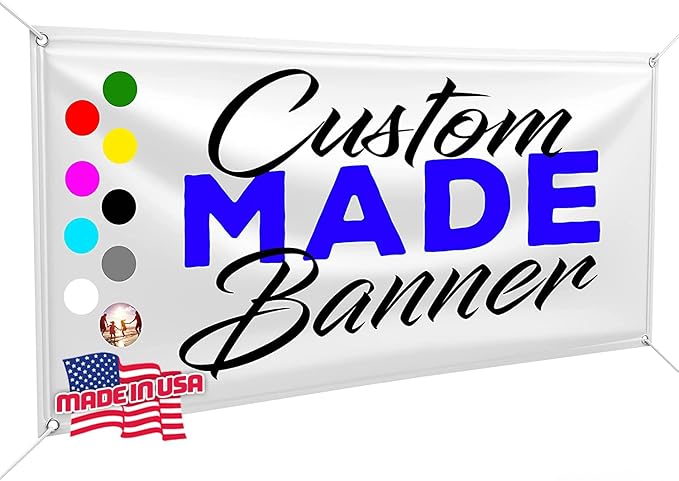 Custom Design - Any Size Vinyl Banner - Full Color - Made in USA - Business, Storefront, Birthday Party, Graduation, Outdoor Events, Garage, Shop, Baby Shower, Backdrop - Fast Turnaround (4' x 5')