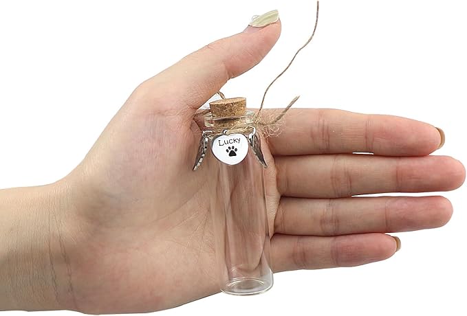 Pet Hair Memorial Bottle,Glass Vial for Ashes Or Hair Dog Or Cat Keepsake Pet Loss Gift (Custom Name)
