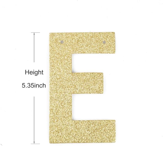 13 Years Loved Banner, Gold Gliter Paper Sign for 13th Birthday Party/Wedding Anniversary Decorations