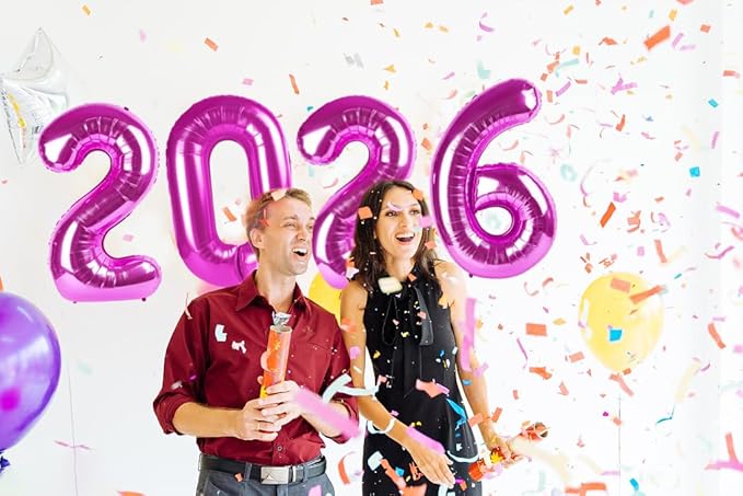 Rosy Purple 2026 Number Balloon, Rosy Purple Number Balloons 40 Inch, 2026 Balloon Birthday Decorations, 2026 Birthday Party Supplies