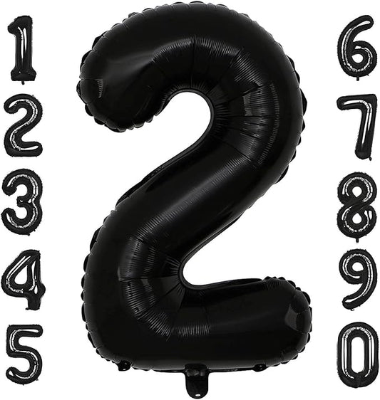 40 Inch Black Number 2 Balloons Helium Giant Black 2 Balloons for Birthday Party Decorations Anniversary Baby Shower Photo Shoot Supplies
