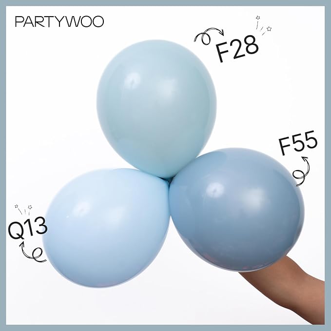 PartyWoo Dusty Blue Balloons 50pcs 12 Inch Slate Blue Boho Neutral Latex Helium Balloons for Baby Shower Gender Reveal Wedding Anniversary Graduation Cat Tornado Birthday Party Decorations Blue-F55