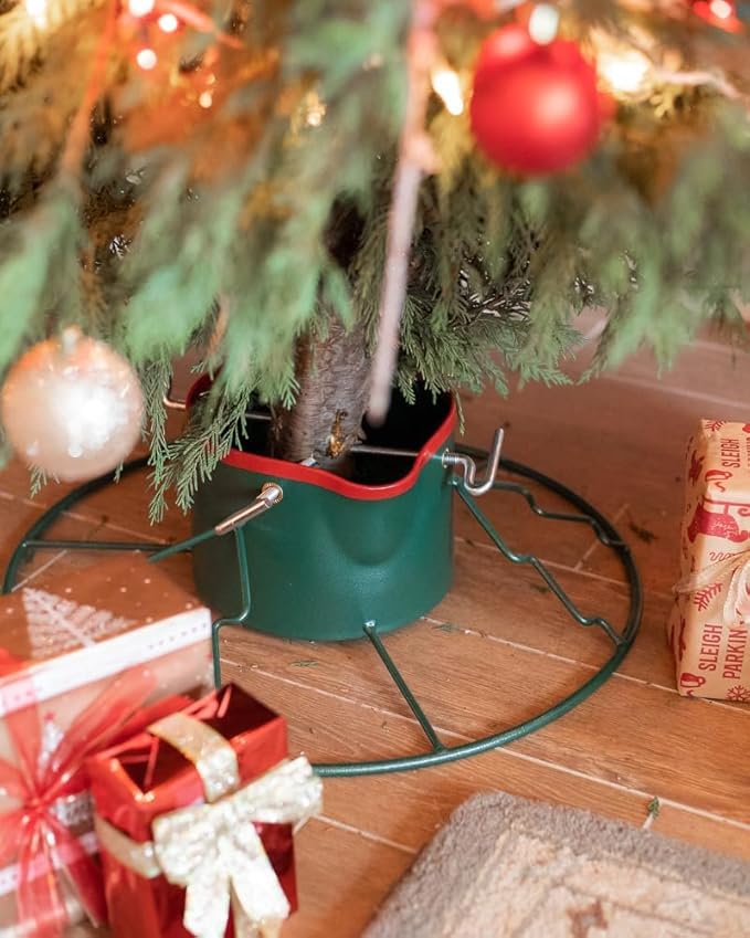 Yard Butler Santa's Helper Easy Fill - Easy to Use & Assemble Christmas Tree Stand - Durable & Sturdy Stand Made with Anti-Rust Steel - Beautiful Addition to Holiday Decor - 6' to 11' Trees - Green