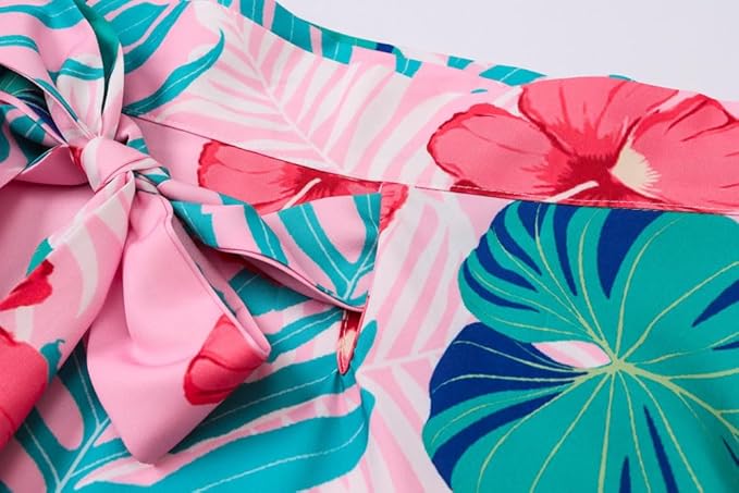 Cromoncent Matching Hawaiian Outfits for Family, Dad and Son Matching Luau Beach Tropical Shirts Mommy Daughter Tropical Sets