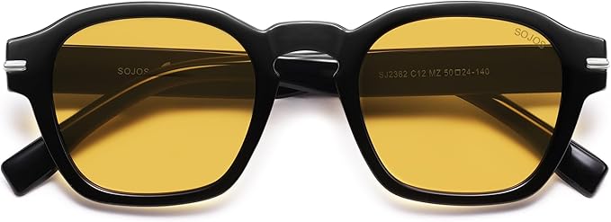 SOJOS Vintage Retro Square Polarized Sunglasses Men Standard Fit Trendy Womens Sun Glasses SJ2382