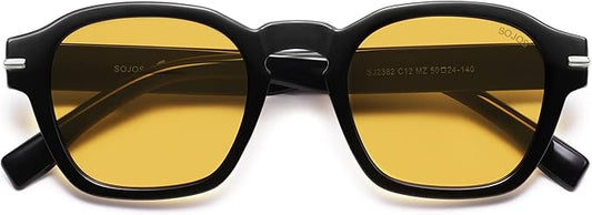 SOJOS Vintage Retro Square Polarized Sunglasses Men Standard Fit Trendy Womens Sun Glasses SJ2382