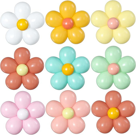 16 Set Daisy Flower Balloons DIY Kit,Boho Daisy Balloons Party Decorations for Birthday Baby Shower Wedding Anniversary Groovy Fairy Retro Hippie Theme Decor