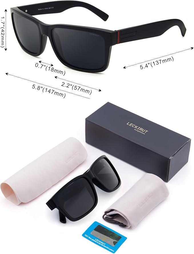 LECKIRUT Vintage Polarized Sunglasses for Men Women Retro Oversized Square Mirror Sun Glasses
