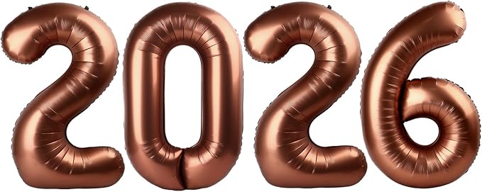 2026 Balloon Numbers - 40 Inch Coffee Brown New Years Eve Party Supplies 2026, Nye Decor Party Decorations Happy New Year, New Years Eve Foil Party Balloons