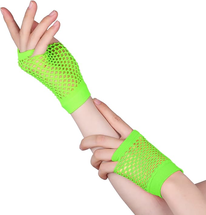 Blulu 80s Accessories for Women Dress Costume Lace Headband Earrings Fishnet Gloves Necklace Bracelet