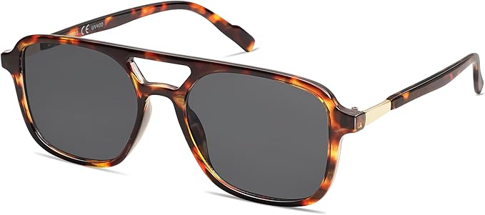 SOJOS Retro Aviator Sunglasses for Women Men,Trendy Rectangle Womens Mens Shades Sun Glasses SJ2202