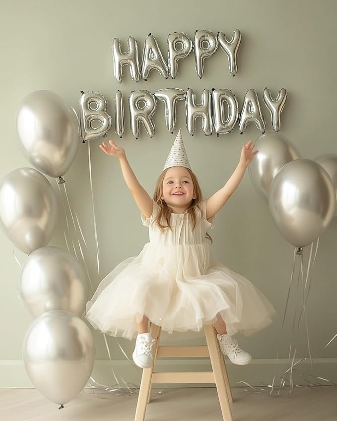 Silver Balloon Arch Kit, 125 Pcs Silver Balloons Different Sizes 18 12 10 5 Inch Metallic Silvers Balloons for Birthday Wedding Graduation Baby Shower New Year Party Decoration